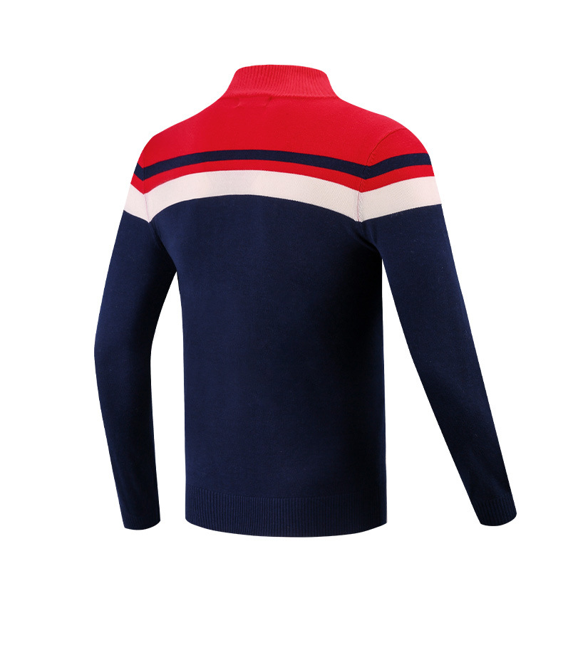 Áo len golf nam dài tay cổ đứng PGM phối màu giữ ấm — YF429-màu xanh hải quân, YF429-Màu đen chi tiết 12