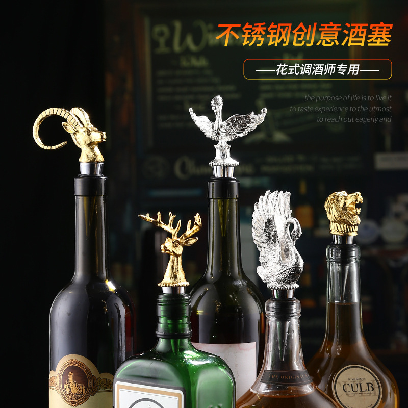 创意动物造型红酒塞密封保鲜葡萄酒瓶塞欧式圣鹿鹿头酒塞瓶盖