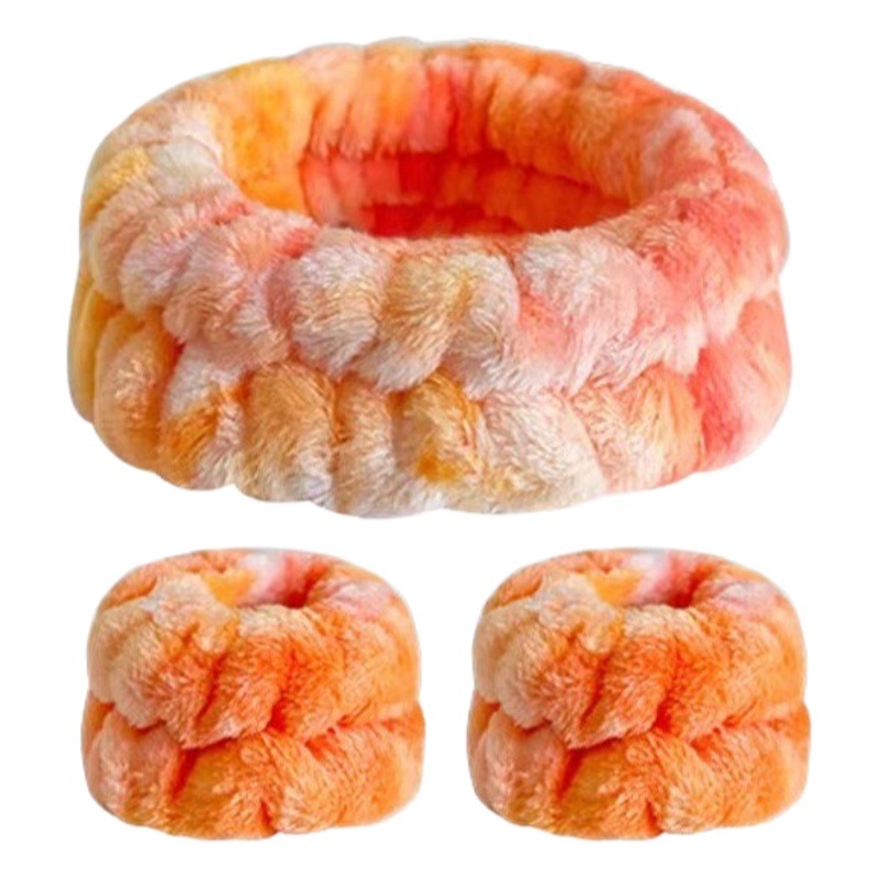 Tie tinged franela correa de cabello un anillo conjunto de correa de muñeca femenina absorción de agua lavado facial máscara correa de muñeca suministro de fábrica