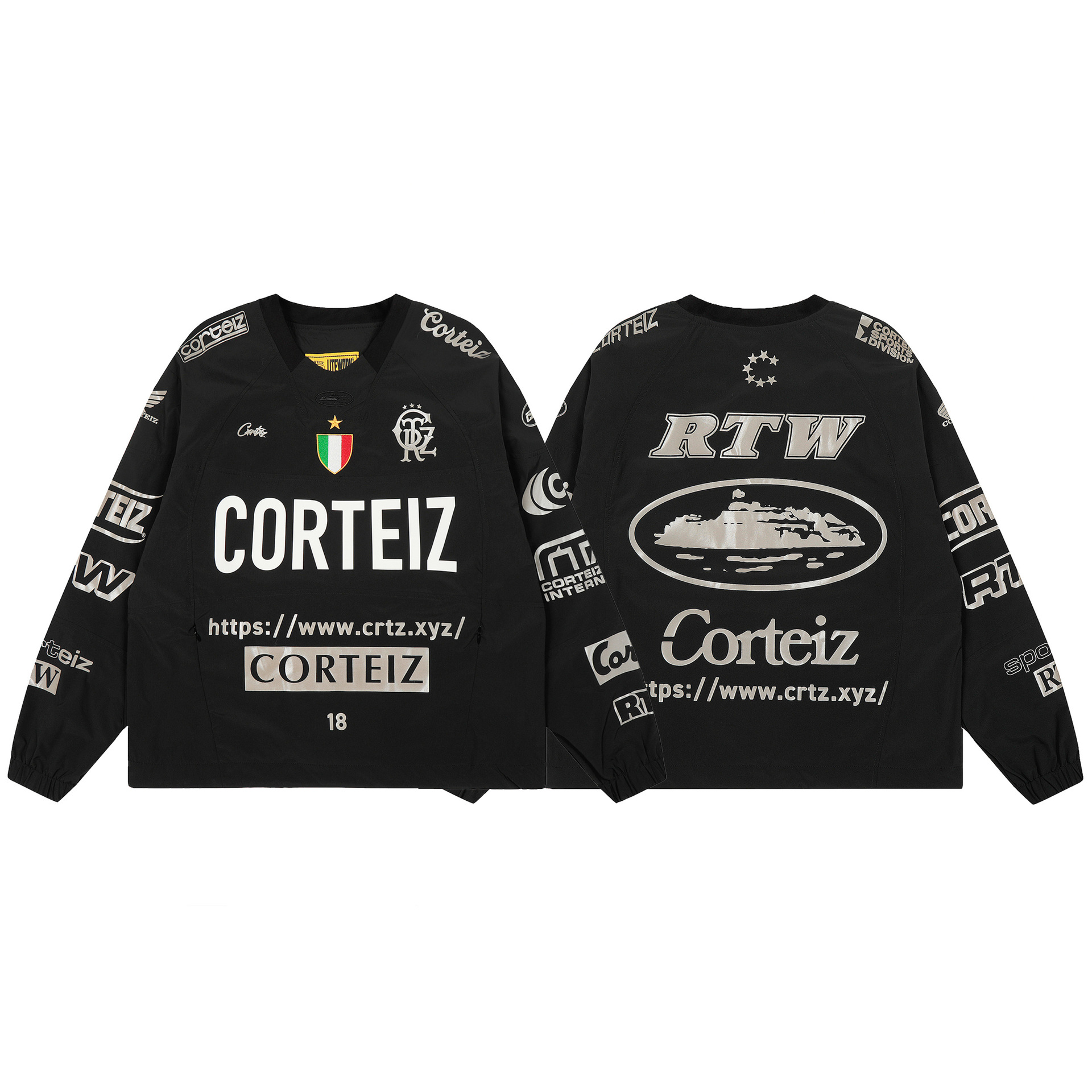 Corteiz marca de moda estadounidense Alcatraz con cremallera sudadera con capucha suelta traje de calle con estampado de letras suéter hombres