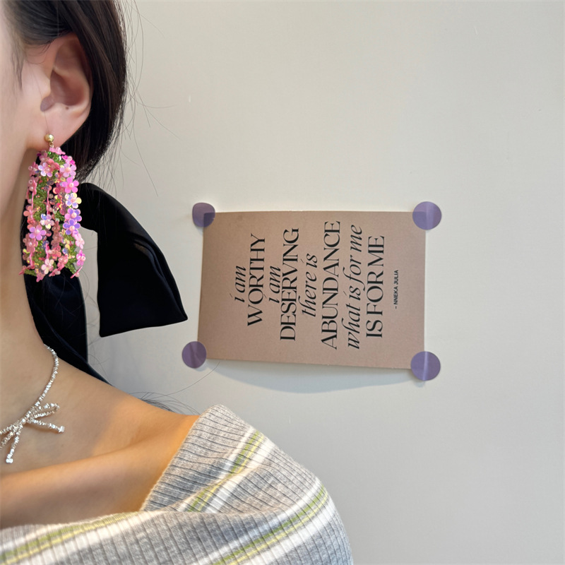 25g Weight Silver Ear Needle Material Drop Earrings Classification 1 Pair Quantity Holiday, Daily Occasion PVC Material Colorful Pattern All Seasons Season Women's Gender Sequins Design Elegant, Ethnic Style Style 1 Pair Elegant Ethnic Style Colorful Sequins PVC Drop Earrings 8