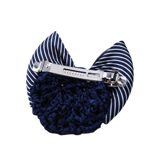 Professional flower hair net bag Korean style striped bow hair accessories nurse hairpin bank hotel stewardess work card