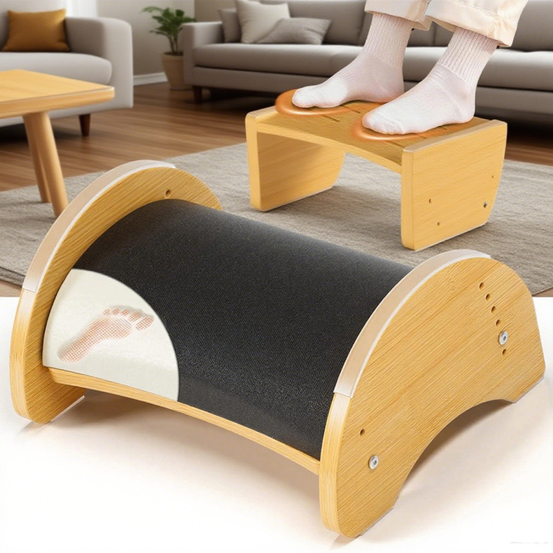 Wooden Foot Pedal under Desk Foot Stool Height Adjustable Non-Slip Foot Stool Swing Foot Stool Solid Wood Foot Stool