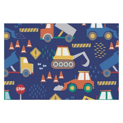 Jiecheng Floor Mat for Children's Room, Cartoon Foot Mat, Entrance Door Mat, Bathroom Mat, Water-Absorbent, Dirt-Resistant, Non-Slip Door Mat (Avtomobil döşəmə paspasları) - blue-background-construction-site-400mm600mm