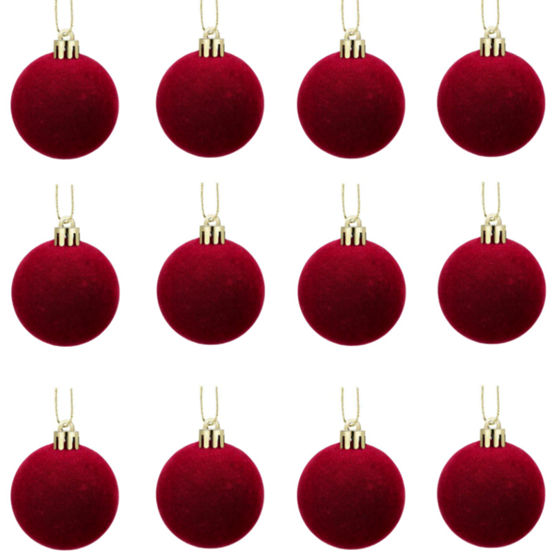 In-Stock 6cm Velvet Christmas Balls for Christmas Decoration, Hanging Balls for Shopping Malls and Home Decor