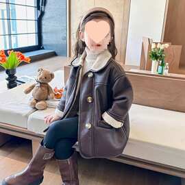 加厚绒外套小女孩麂皮绒冬装冬款儿童男女童女加大衣宝宝皮毛一体