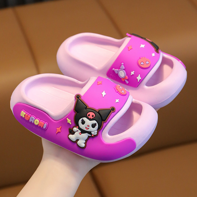Zapatillas infantiles genuinas de Sanrio, sandalias de dibujos animados de verano para niñas, zapatos antideslizantes para el hogar, uso exterior, suaves