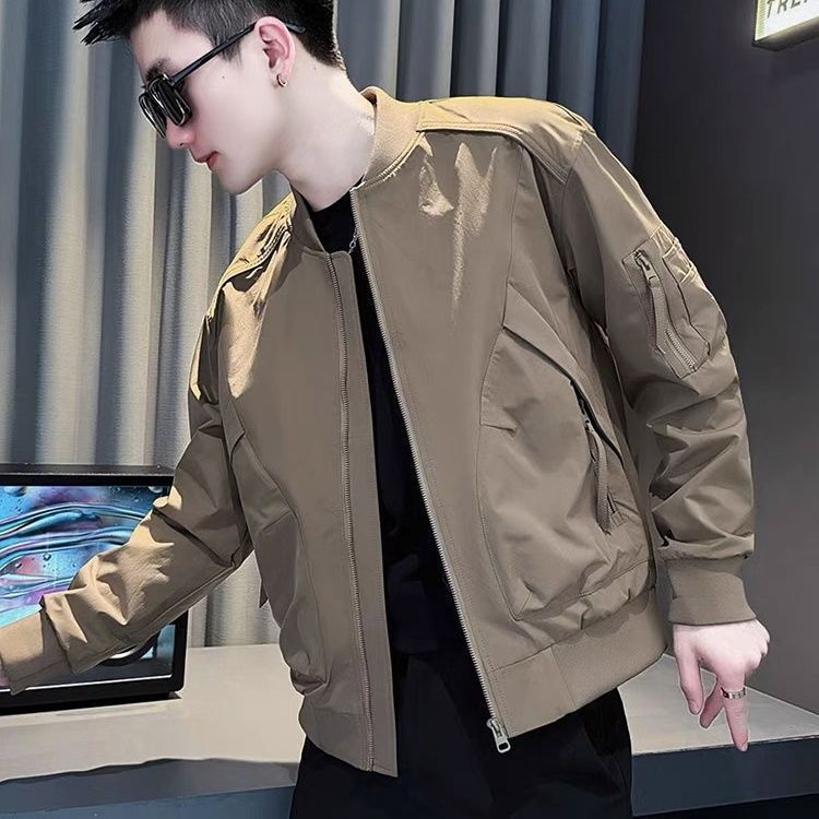 Baseball Collar Jacket for Men, Trendy Brand, Stylish, Loose Fit, Casual, Versatile, Handsome Workwear, Multi-Pocket, Windproof Top, Trendy Outerwear Baseball Collar Jacket for Men, Trendy Brand, Stylish, Loose Fit, Casual, Versatile, Handsome Workwear, Multi-Pocket, Windproof Top, Trendy Outerwear
