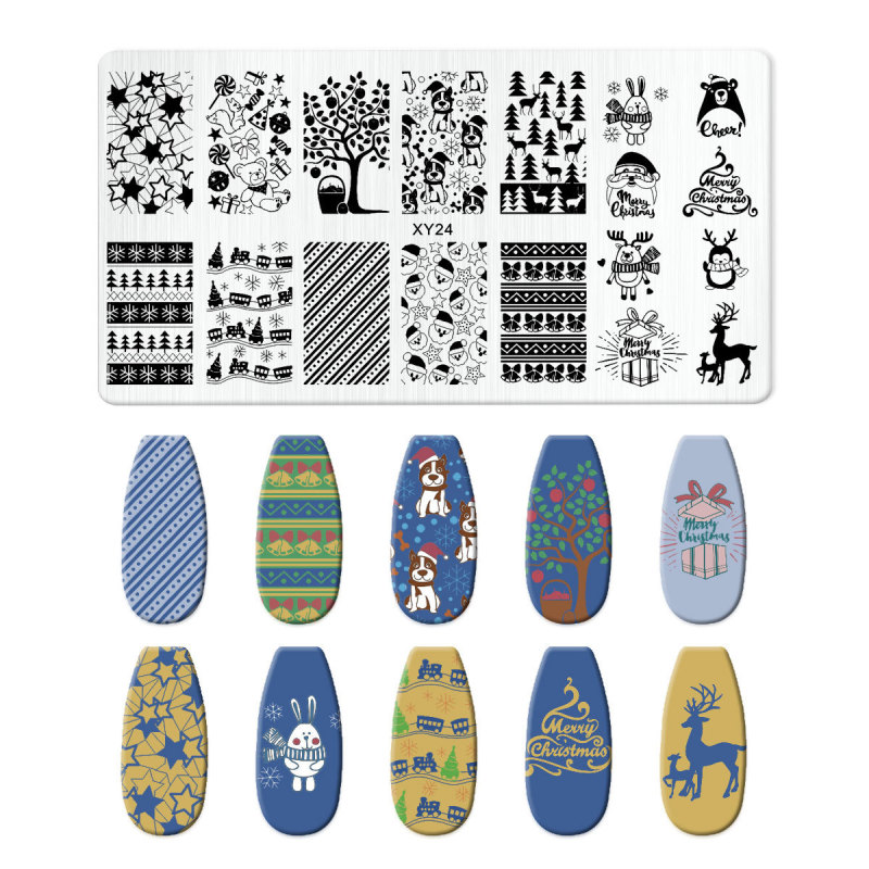 美甲印花钢板爆款雪花圣诞 NailSteelPlate转印指甲模板工具批发|undefined