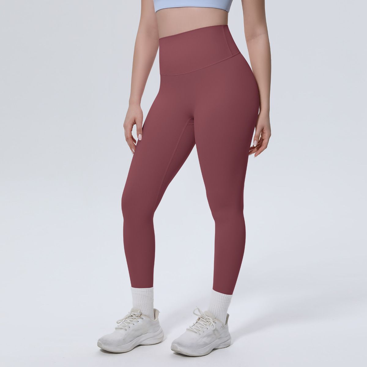 Nuevo transfronterizo delgado sensación de hielo piel transpirable brocado de doble cara de color sólido ropa deportiva para correr y ejercer ropa de yoga para mujeres