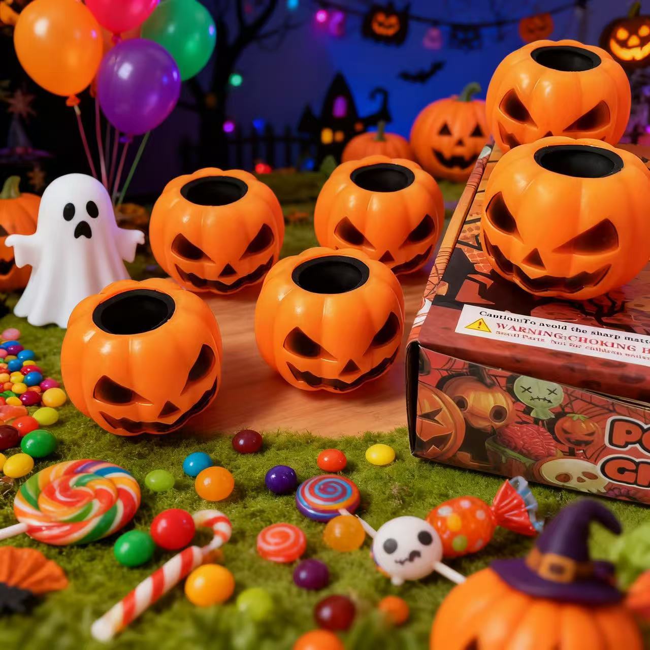 Nuevo TPR extruido calabaza fantasma - ventilación juguete de reducción de presión Halloween hechizo juguete pequeño taza de extrución transfronteriza