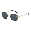 Square line metal sunglasses, European style, 2023