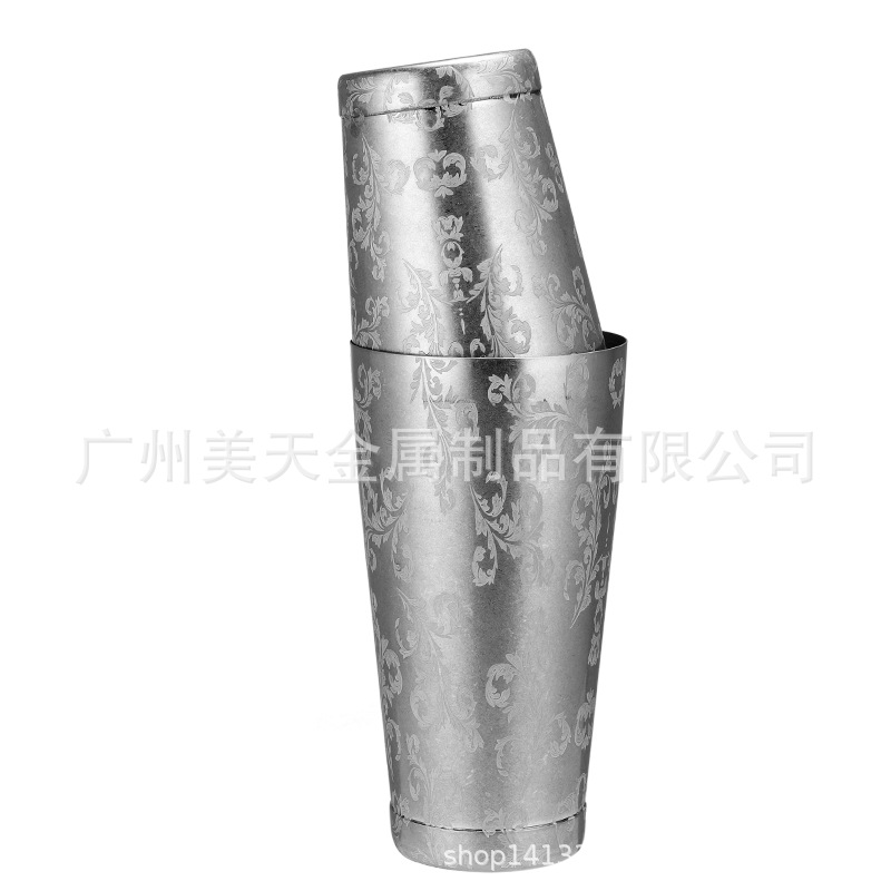 La taza americana de la coctelera Hall de la tres-Sección de Boston de la coctelera del acero inoxidable 304 helada para los viejos fabricantes del comercio exterior