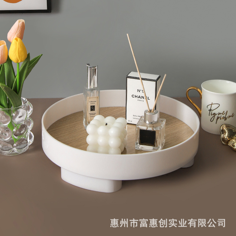 Bandeja de almacenamiento de estilo nórdico perfume aromaterapia tocador cosméticos caja de almacenamiento hogar fruta bandeja de escritorio de madera