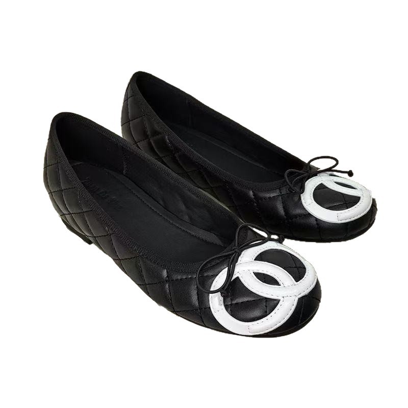Zapatos de mujer poco profundos primavera y otoño nuevos pequeños arcos de viento de diamante zapatos de ballet de mujer retro plana no cansar los pies