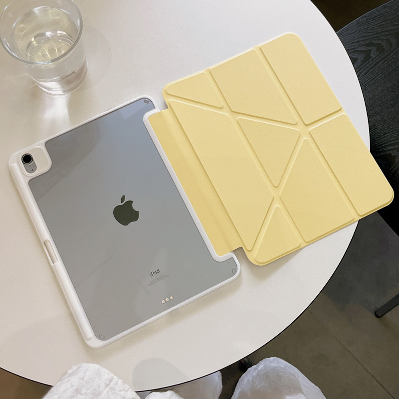 Suitable for iPad Pro11Y Foldableing Protective Case Air7/6 Transparent Acrylic 10.2 Deformation 11Th Generation Anti-Fall Leather Case