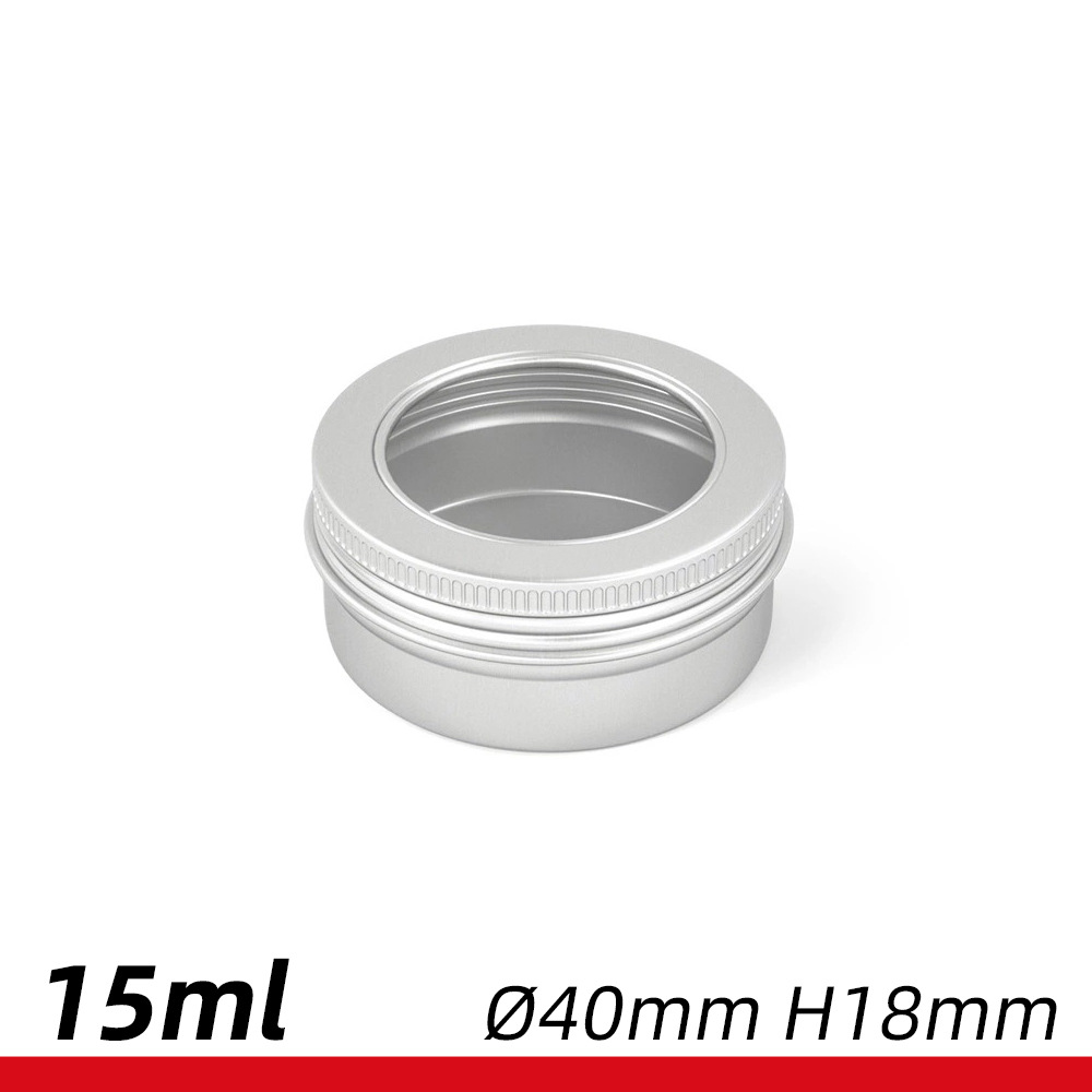15ml开窗小铝罐 40*18mm唇蜜盒化妆品膏体金属铝盒 15g克小样铝盒