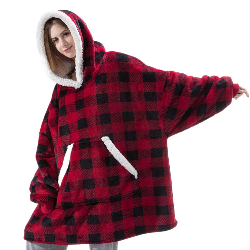 Lazy Person's Pullover Sleepwear, Warm Clothing, Lamb Wool Tv Blanket, Hug-Style Hoodie, Cold-Proof Warm Sleep Robe, Loungewear