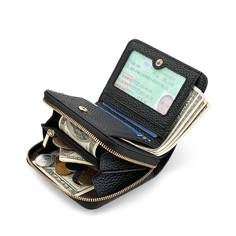 New Genuine Leather Women's Wallet Fashion Solid Color Top Layer Cowhide Zipper Coin Purse RFID Anti-Magnetic Anti-Theft Brush Wallet New Genuine Leather Women's Wallet Fashion Solid Color Top Layer Cowhide Zipper Coin Purse RFID Anti-Magnetic Anti-Theft Brush Wallet