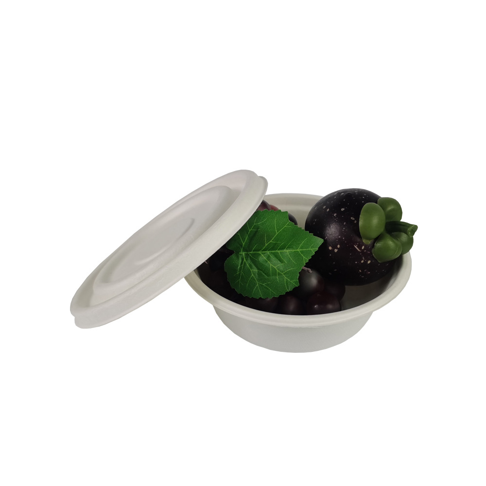 外卖野餐餐具轻食餐盒沙拉打包小碗圆形甘蔗渣纸浆可降解一次性碗