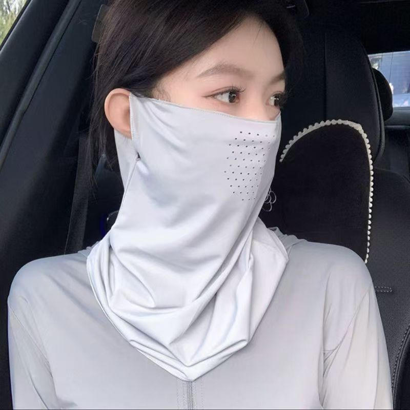 Verano hielo protector solar colgante máscara de orejas para hombres y mujeres sombreado de sol cara anti-UV largo cuello vello de bicicleta