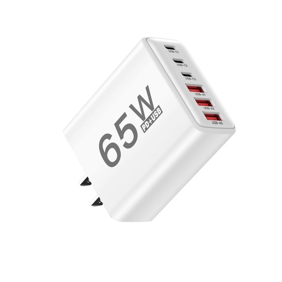 New PD charger 65W multi-port fast charger 3USB 3Type-c charging head 3.1A European and American British regulations