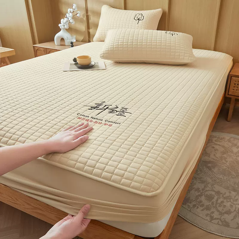 a类全棉新疆棉花床笠三件套刺绣款纯棉床罩垫子席梦思床垫保护套