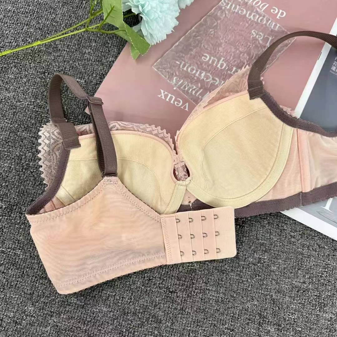 Nuevo sujetador de alta calidad de moda de encaje jacquard transpirable ajustable cómodo tres botones de colado ropa interior mujer
