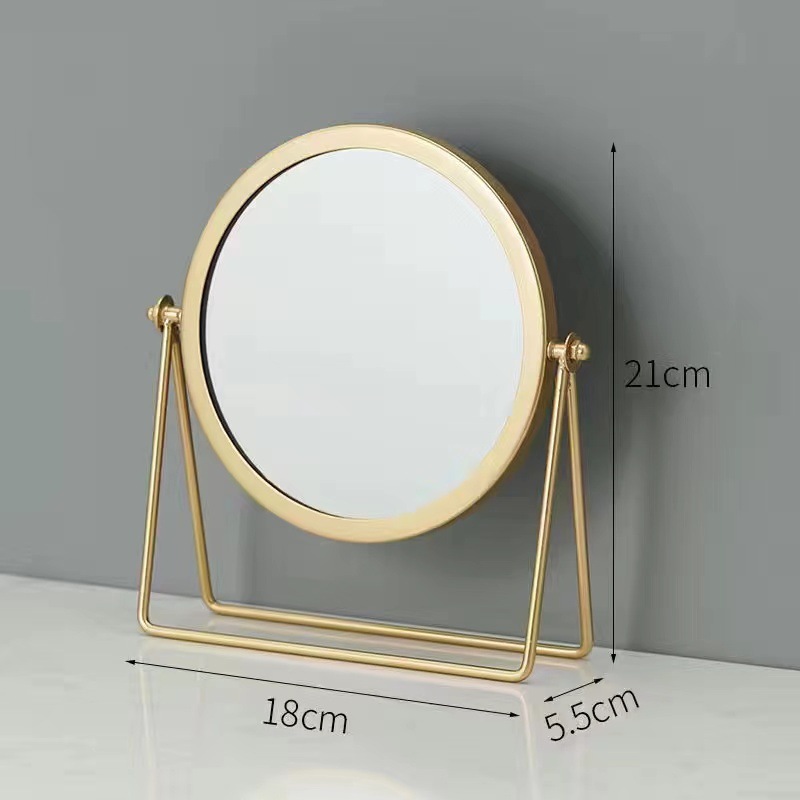 Espejo de maquillaje para el hogar de dormitorio al por mayor, espejo de maquillaje giratorio avanzado, espejo de almacenamiento de doble cara cuadrado