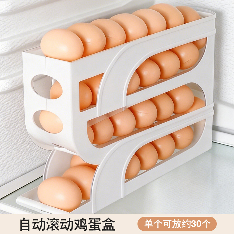 Caja de almacenamiento de huevos rodantes multicapa para puerta lateral para refrigerador, caja de almacenamiento de huevos especial para caja de almacenamiento de huevos