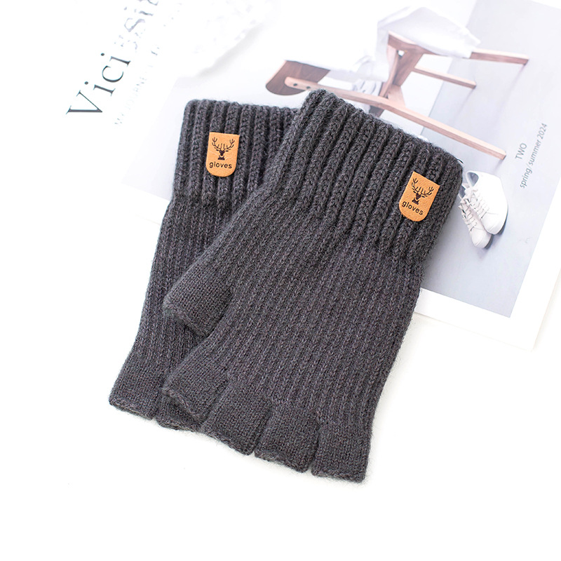 Nuevos guantes de medio Dedo de los hombres a prueba de frío cálido forrados de lana engrosada Otoño e Invierno pantalla táctil escritura guantes de ciclismo al por mayor