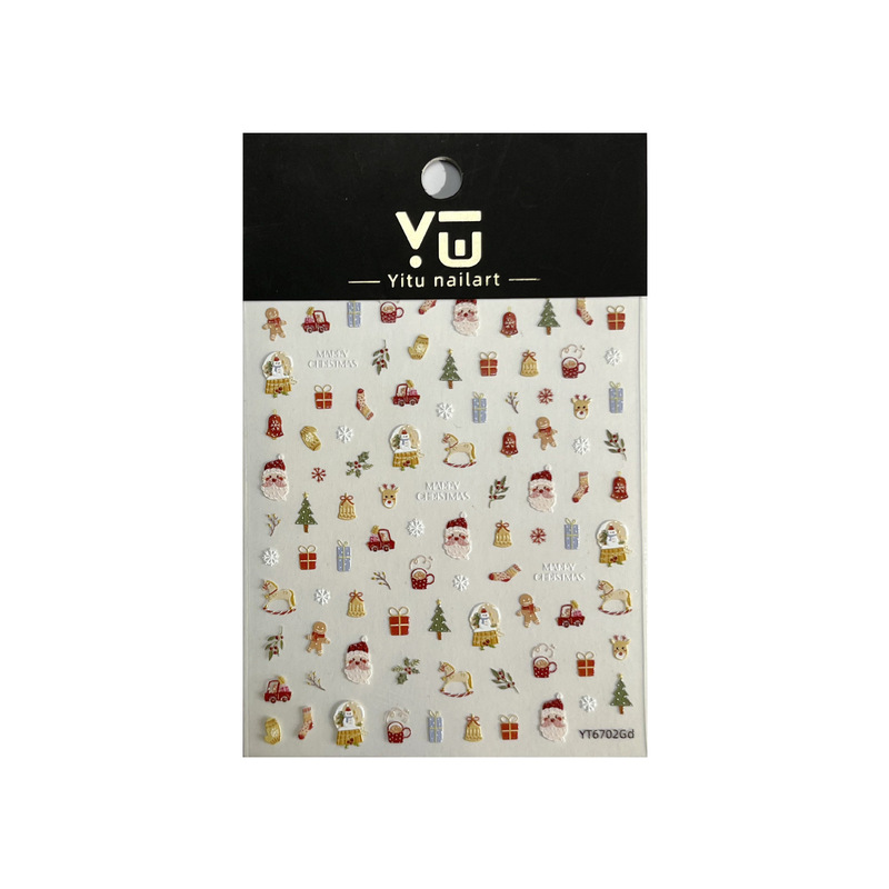 YITU蚁图果冻北欧圣诞大杂烩美甲贴纸圣诞老人雪花装饰贴纸YT6702|undefined