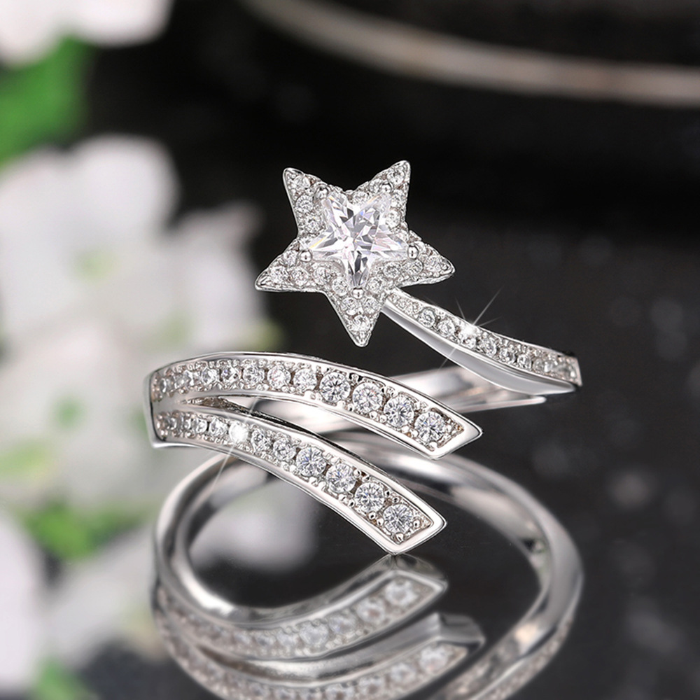 7g Weight Zircon Inlay Material Rings, Earrings Classification Jewelry + Earrings Quantity Holiday, Daily Occasion Copper Material Geometric, Star Pattern All Seasons Season Women's Gender Elegant, Modern Style Style Wholesale Jewelry Elegant Modern Style Geometric Star Copper Zircon Rings Earrings 1