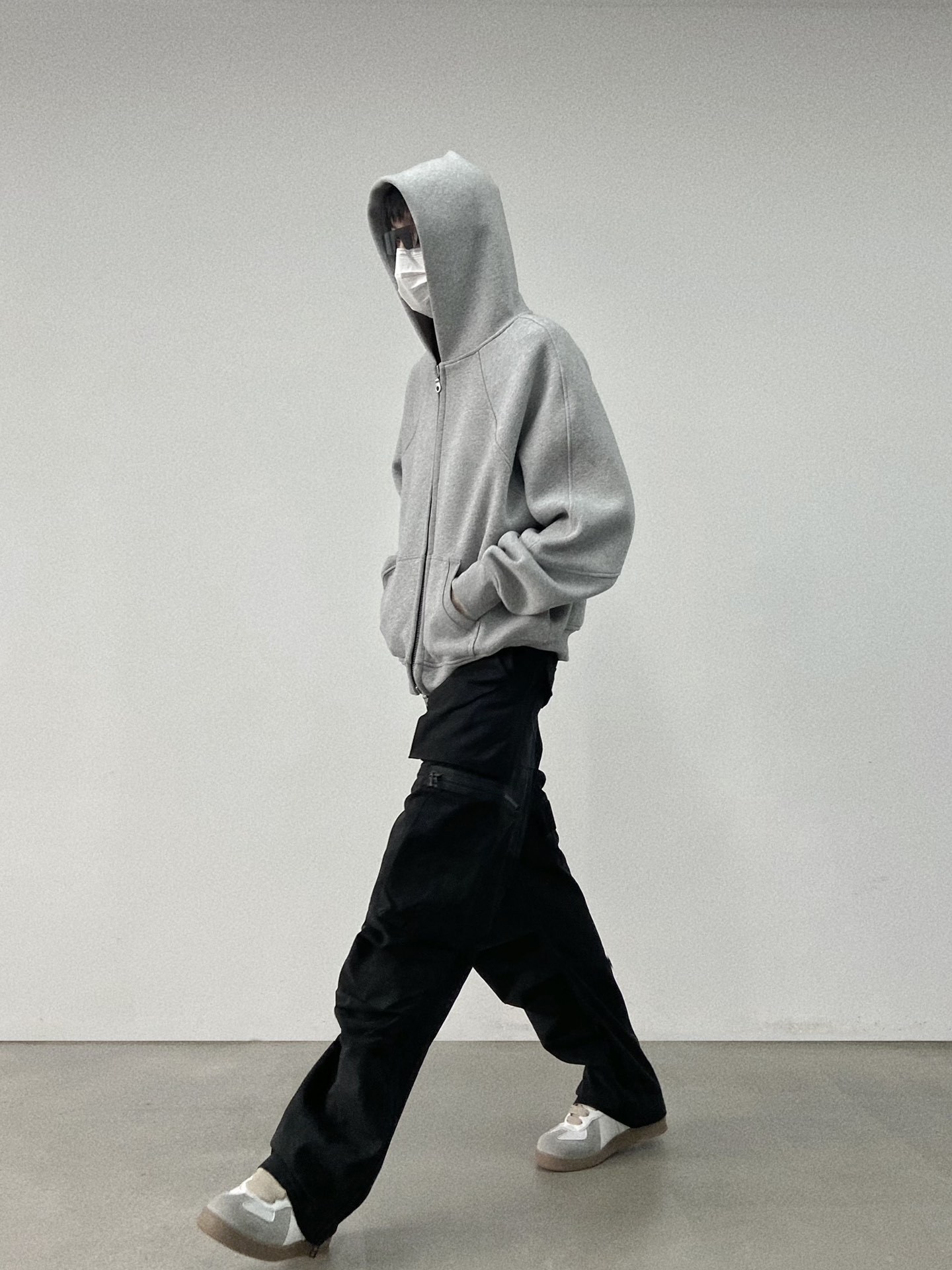 Hombres y mujeres de gota-hombro cleanfit cremallera con capucha perfil pesado corte boxy suelta color sólido básico suéter del todo-fósforo