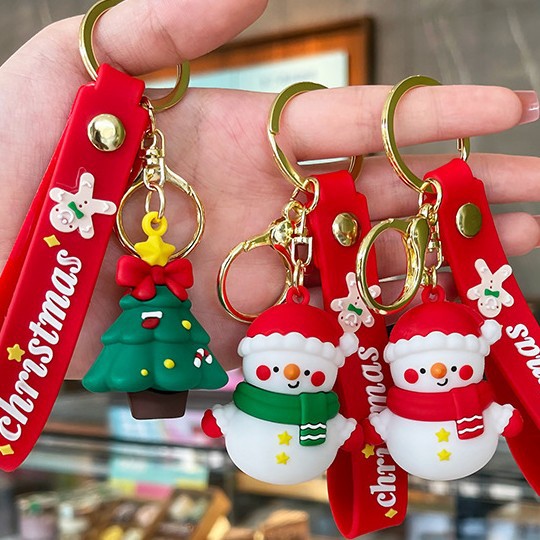 Navidad transfronteriza muñeco de nieve llavero de dibujos animados llavero de automóviles colgantes bolsas colgantes joyas regalos de Navidad al por mayor