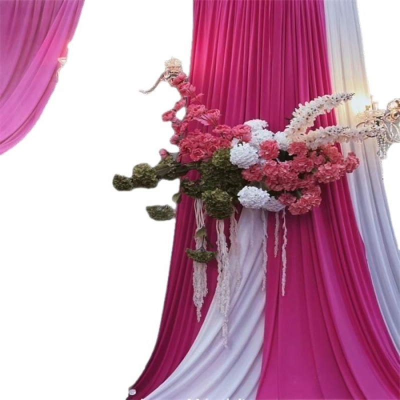 婚庆牛奶丝弹力布韩式纱幔舞台背景装饰婚礼礼堂装饰帷幔拱门酒店|undefined