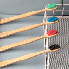 Soft Bamboo Toothbrush for Adults, 4-Piece Boxed, Rounded Flat Tail, Cross-Border Wholesale