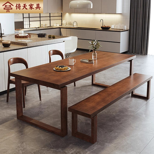 Yitian Nordic Solid Wood Dining Table for Small Apartments, Home Restaurant Table and Chairs, Rectangular Eating Table, Long Table