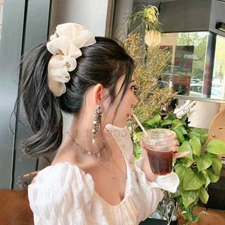 甜美时尚网纱双面泡泡蝴蝶结抓夹女式公主发夹后脑勺发卡高端发饰