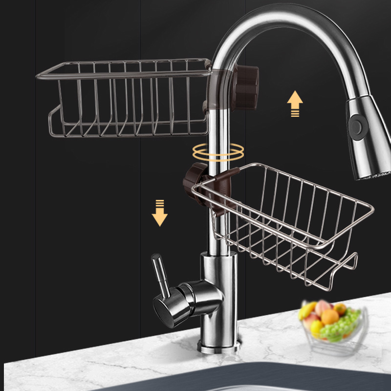 Source manufacturers 304 stainless steel faucet rack spot non-perforated sink cloth storage drain rack