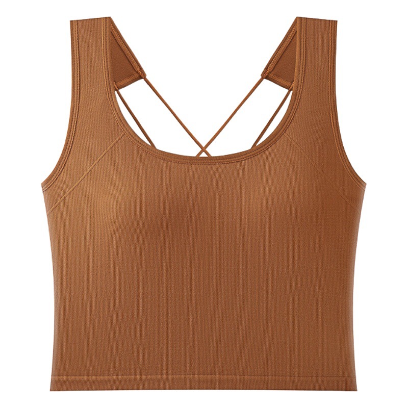 Belleza inconsútil espalda correa cruzada chaleco sujetador interior y exterior desgaste fijo Copa ropa interior caliente chica base tubo superior chaleco