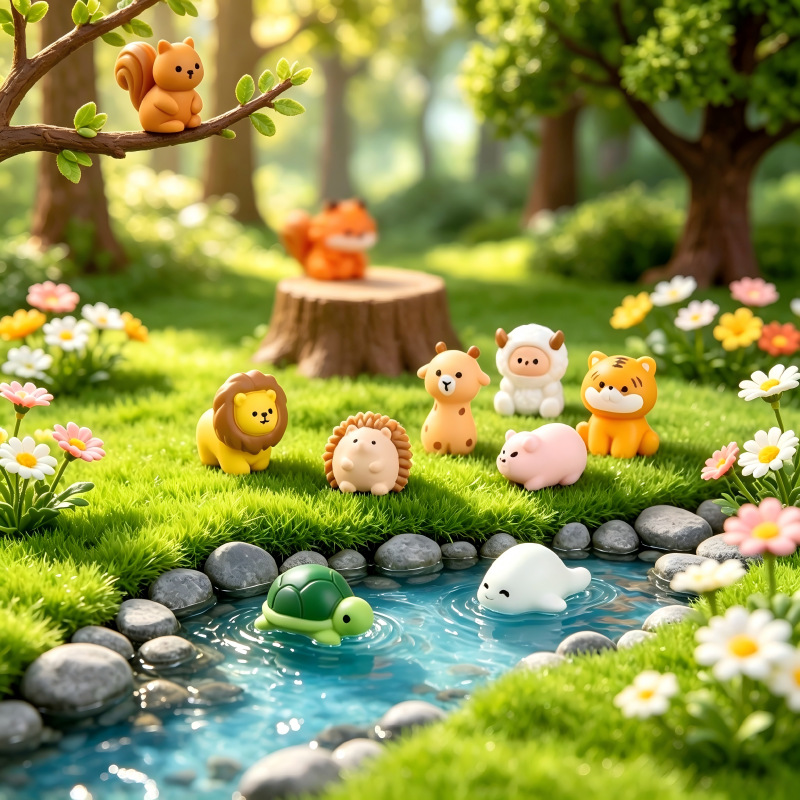 Cross-border micro-landscape creative small animal resin ornaments: turtles, hedgehogs, miniature moss decorations, mini ornaments
