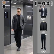 【三件套】秋季男士大码高端西服套装休闲商务正装高品质西装K350