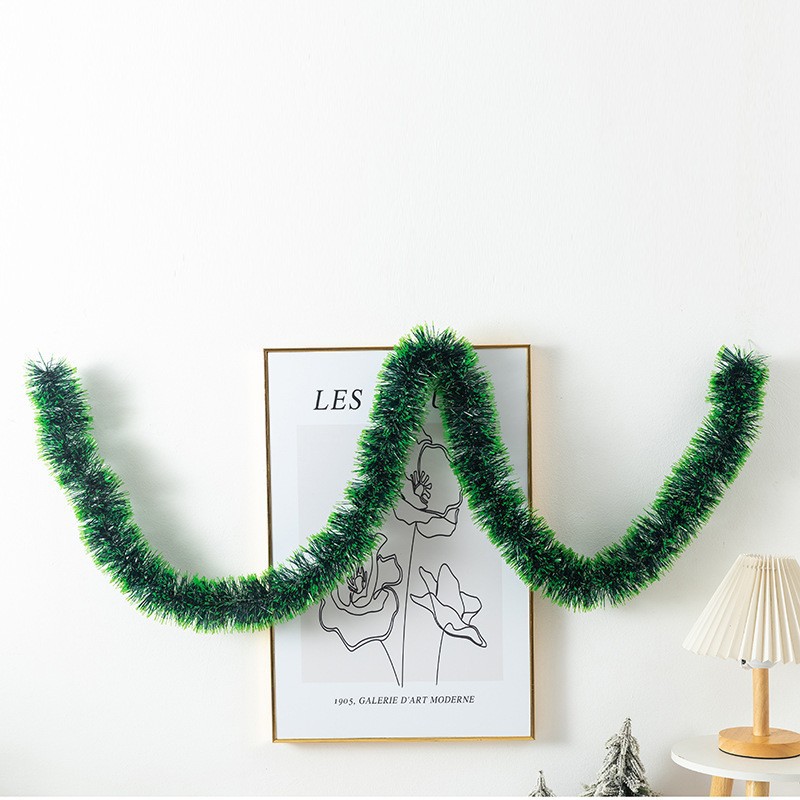 Cinta navideña de 2 metros de color verde oscuro con borde blanco, decoración navideña verde con borde de copo de nieve, 2m de guirnalda navideña.
