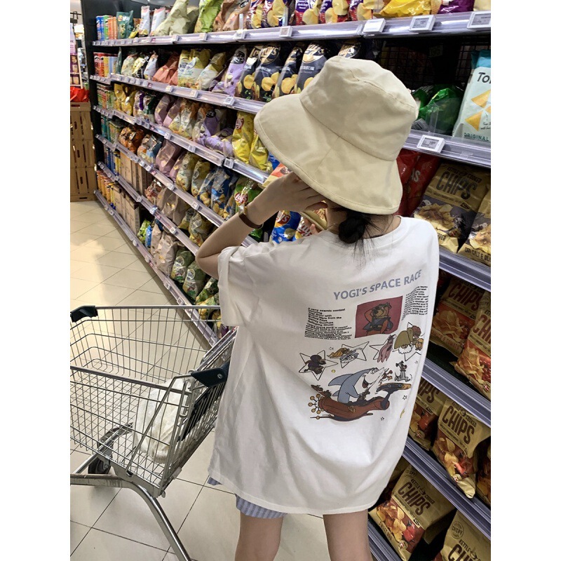 Korean 2024 Summer Lazy Age-reducing Cartoon Shark Friends Printed Short-sleeved T-shirt Loose Fashionable Stylish