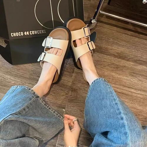Stylish New Bobken Slippers for Women - Summer Fashion, Retro Style, Outer Wear, Versatile, Lazy Person Beach Slippers with Soft Soles