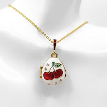 新款跨境俄罗斯樱桃吊坠开合莫斯科彩蛋微镶锆石流苏挂件小熊项链