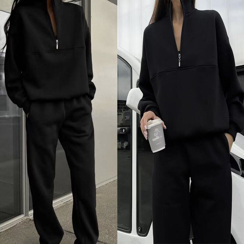 Cross-Border European and American Style Half-Zip Casual Set for Women, Two-Piece Sweatshirt and Wide-Leg Pants Sportswear, Fashionable, One-Piece Dropshipping Cross-Border European and American Style Half-Zip Casual Set for Women, Two-Piece Sweatshirt and Wide-Leg Pants Sportswear, Fashionable, One-Piece Dropshipping