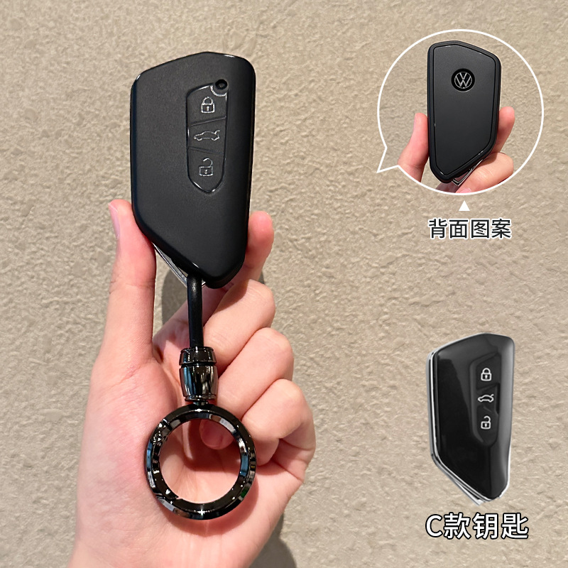 폭스바겐 C 모델 매트 블랙 + 브라이트 건 라운드 버클