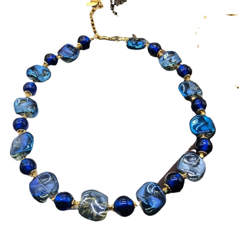 Medio-antiguo estilo occidental accesorios francés azul Hada princesa antiguo esmalte de alta gama collar mismo estilo oído espárragos traje mujeres